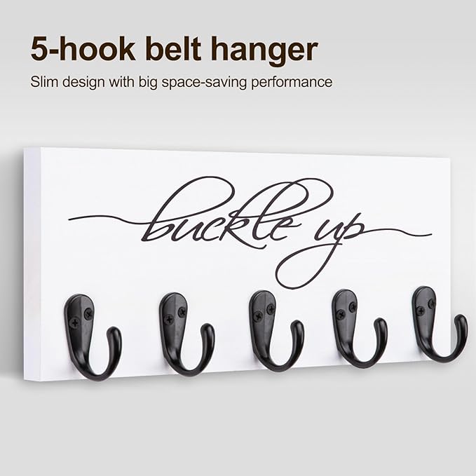 Tie Rack and Belt Organizer for Closet, Wall Mount Belt Hanger and Tie Organizer for Stores and Displays Mens Accessories for Easy Selection and Space Saving Efficiency(11.4" x 4.7") (White)