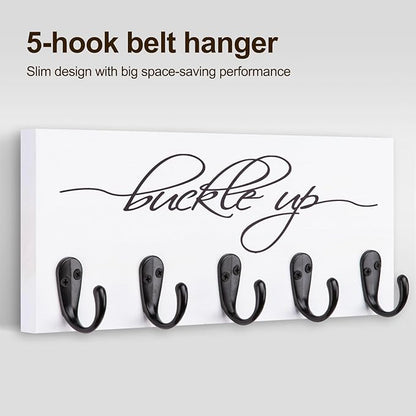 Tie Rack and Belt Organizer for Closet, Wall Mount Belt Hanger and Tie Organizer for Stores and Displays Mens Accessories for Easy Selection and Space Saving Efficiency(11.4" x 4.7") (White)