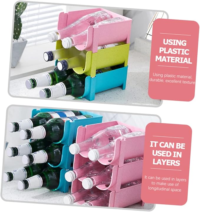 3pcs Stackable Beverage Organizer Rack for Pantry and Refrigerator Versatile Can Dispenser for Soda Beer and Water Bottles Storage