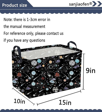 Sanjiaofeng Rectangular Moon and Stars Basket Waterproof Foldable Kids Laundry Basket Baby Baskets for Boys and Girls Cute Toy Storage Organizer Bin Star Room Decor(Starry Sky)