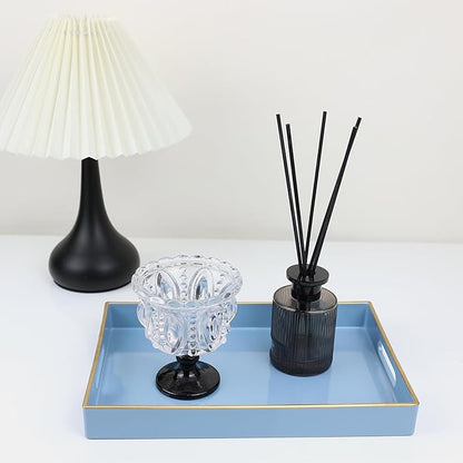 Spsyrine Blue Bathroom Vanity Tray with Handles for Dresser Tops, Countertop, Perfume Decorative Tray, 11.8” * 7.87” *1.37”