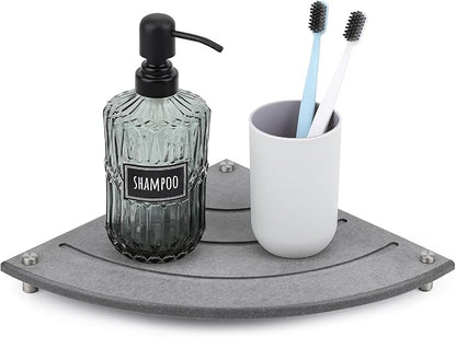Segbeauty Diatomaceous Earth Tray, 9.85in Instant Dry Stone Drying Tray for Bathroom Counter Corner, Water Absorbing Corner Countertop Organizer Corner Counter Shelf Soap Sponge Dispenser Holder