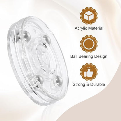 uxcell 3Pack Acrylic Lazy Susan Turntable, 2" Spinner Lazy Susan Turntable Organizer, Acrylic Ball Bearing Rotating Tray for Pantry Spice Rack Decorating, Clear