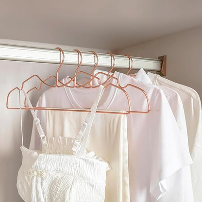 20 Pack Heavy Duty Metal Steel Wire Clothes Hanger, Ultra Slim & Short Neck Hanger,Space Saving Durable Non-Slip Felt Hangers, Closet Organizer for Home Dorm Laundry (Rosy Gold)