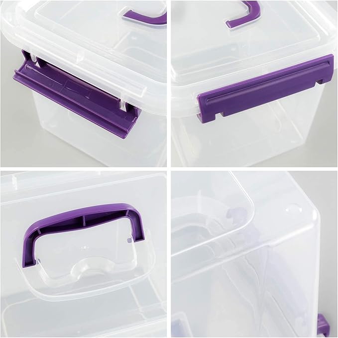 6 Quart Plastic Storage Box with Lids and Handles, 6 Packs
