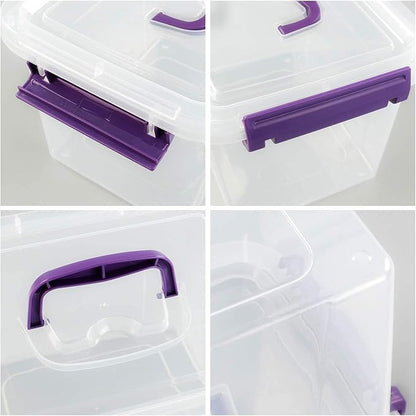 6 Quart Plastic Storage Box with Lids and Handles, 6 Packs