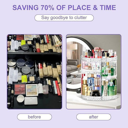 TiKenSo 360 Rotating Makeup Organizer, Cosmetics Organizer Makeup Spinning Organizer Clear 6 Adjustable Layers Large Capacity Acrylic Skincare Organizers for Bathroom or Bedroom Dresser