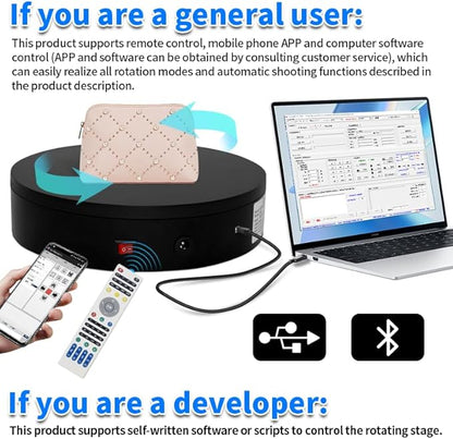 19.7In Large Programmable Motorized Electric Turntable Command-Controlled Rotating Platform Secondary Development Motorized Electric Lazy Susan for Human Body Scanning with USB/Bluetooth API