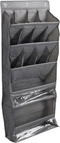 POCREATION Over the Door Hanging Shoe Organizer, Breathable Hanging Storage Holder with Pockets 42x15x101cm / 16.5x5.9x39.8in (Grey)