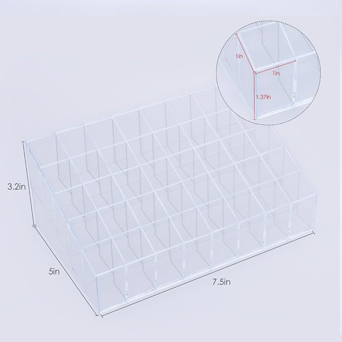 Benbilry Acrylic Lipstick Organizer, 40 Slot Display Rack - 8 x 5 Arrangement, Holds Lipstick, Brushes, Bottles & More