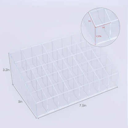 Benbilry Acrylic Lipstick Organizer, 40 Slot Display Rack - 8 x 5 Arrangement, Holds Lipstick, Brushes, Bottles & More
