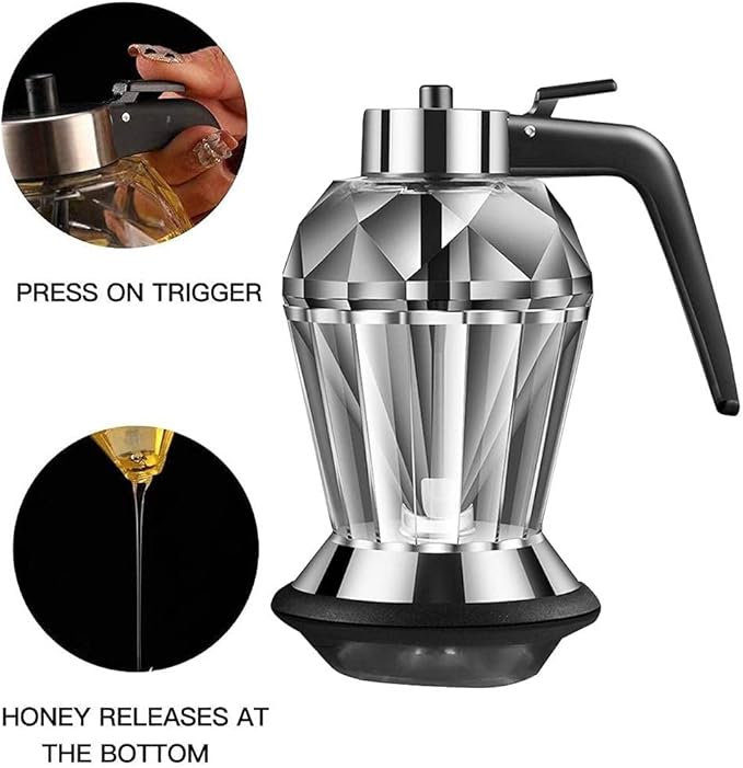 Glass Honey Dispenser - BPAFree Kitchen Tool with 200ML Capacity, Gravity Feeding System, Multifunctional Syrup Dispenser for Honey, Oil, and Seasoning (#1) (#1)