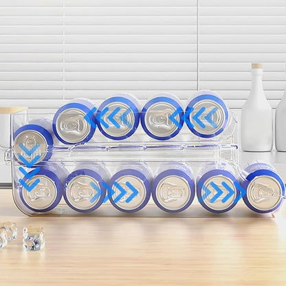 Garneck Beverage Can Dispenser Double Soda Can Organizer for Refrigerator Space-saving Drink Storage Rack for Kitchen Pantry Rvs