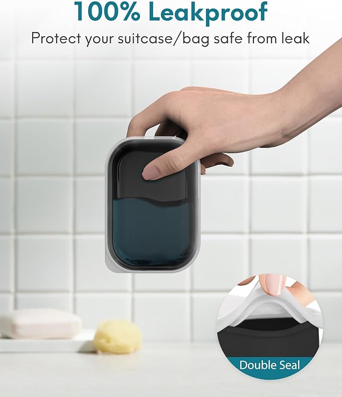 Quatish Compact Leakproof Travel Soap Case, Silicone Soap Box with Draining Layer, Enhanced Soap Container, Suitable for Camping, Gym, Bathroom, Outdoor Essentials, Black