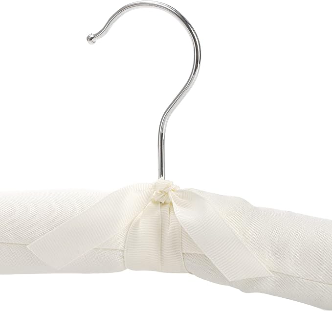 Tosnail 12 Pack Fabric Padded Hangers, Foam Padded Wedding Dress Hangers for Coat, Blouse, Sweaters, Bride Dress, Clothes - White
