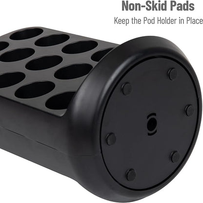 Mind Reader Single Serve Coffee Pod Storage, 30 Pod Capacity, Countertop Organizer, 6.75"L x 6.25"W x 12.5"H, Black