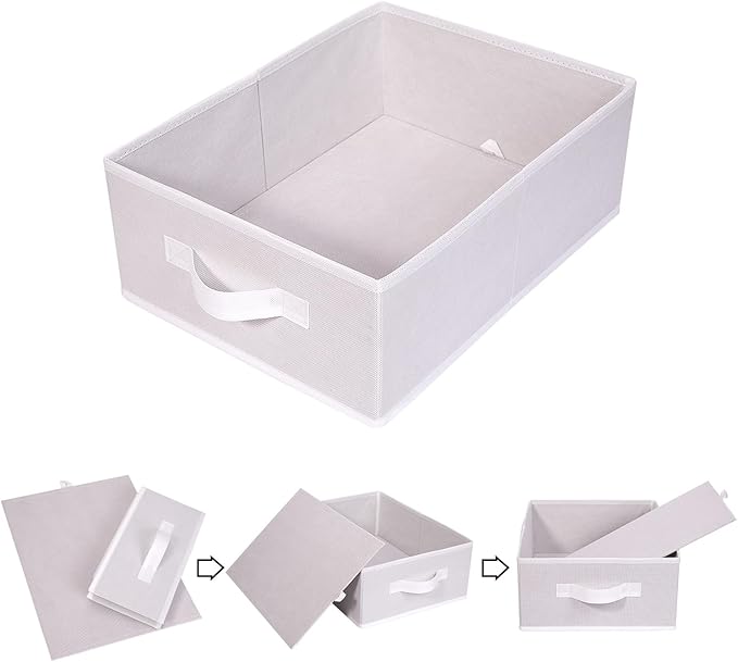 Clothings Collapsible Storage Bins, Foldable Organizers and Storage Baskets Cube Storage Bin for Bedroom Living Room (4 Pack) (White, 15.4x11.4x5.5inch)
