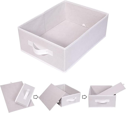 Clothings Collapsible Storage Bins, Foldable Organizers and Storage Baskets Cube Storage Bin for Bedroom Living Room (4 Pack) (White, 15.4x11.4x5.5inch)