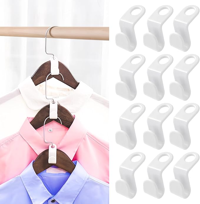 100 PCS Hanger Connector Hooks - 2024 New Space Saving Hangers for Closet Organizers and Storage Hangers Hooks,Hanger Clips Plastic Hangers for College Dorm Room Essentials (White)
