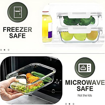 KOMUEE 30 Pieces Glass Food Storage Containers Set, Glass Meal Prep Containers Set with Snap Locking Lids, Airtight Glass lunch Containers, Microwave, Oven, Freezer & Dishwasher,White