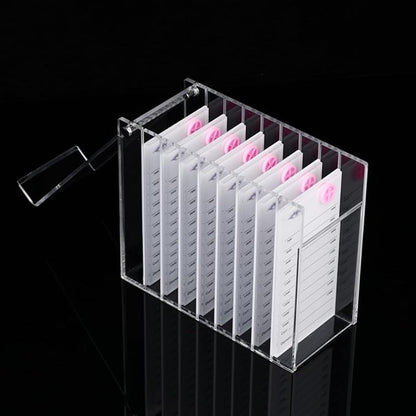 Acrylic Transparent Eyelash Storage Box, 8 Layers False Eyelashes Glue Pallet Holder Display Grafting Eye lashes Extension Close-Packed Display with 8 Pallets Clear Makeup Organizer (White)