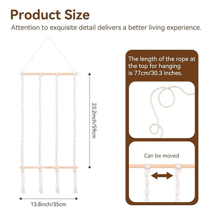 SNOWSTAR Macrame Flat Hair Claw Clip Organizer,Hanging Hair Clip Holder and Storage for Women Girls,Flat Hair Accessorie Hanger Home Decor for Wall,Door,Closet