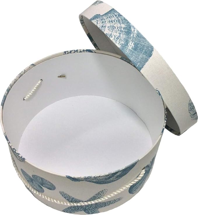 Sarah's Hat Boxes Classic Shells Hat Box – 18.5" x 9.5" (Dia. x Ht.) Handmade in USA – Odorless Non-Toxic Adhesive, Cording Handle – Premium Storage for Hats & Accessories