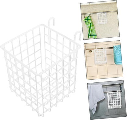 SOLUSTRE Iron Hanging Basket Storage Rack for Kitchen and Bathroom Versatile Wire Organizer for Cabinet Doors Space Saving Design Capacity for Utensils and Toiletries