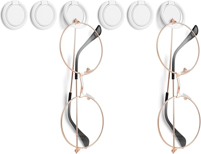 Ymapinc 6pcs Adhesive Eyeglasses Holder,180°Folding design,Sunglasses Holder Wall,Eyeglass Holder for Protective Eyewear,Sunglasses Organizer Wall Desk Car Office Home Workshop