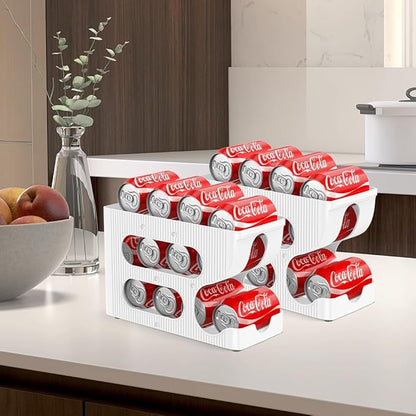 Sotfamily FIFO Soda Can Organizer for Pantry/Fridge, Automatic Rolling Pop Can Dispenser/Storage/Holder/Container for Refrigerator or 12" Deep Shelf, Space-Saving Drink Organizer for 24 Standard Cans