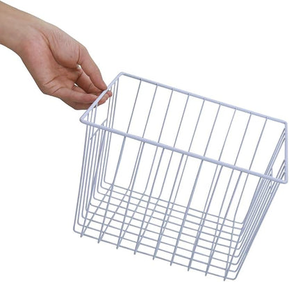 Freezer Organizer Baskets, Kitchen Metal Wire Storage Bins, Pantry Cupboard Household Container Dividers with Handles