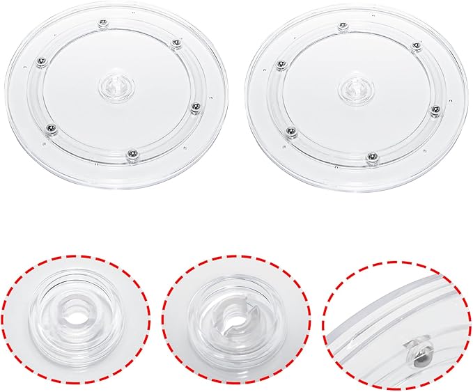 2 Pcs Clear 7 inch Acrylic Lazy Susan Rotating Turntable Organizer Bearings - Round Swivel Plate for Spice Rack, Table, Cake, Kitchen Pantry