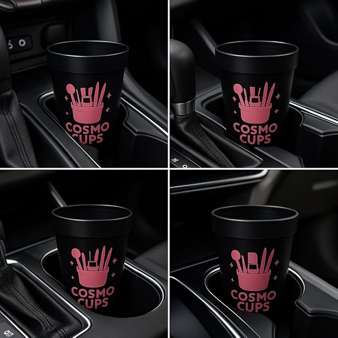 CosmoCups Car Makeup Brush Cup Holder, Decorative Pot Design, Cosmetic Organizer Storage Container for Beauty Tools and Accessories for Cars and Home