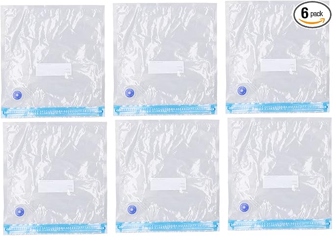 6PCS 26 * 28CM Vacuum Storage Bags Space Saver Sealed Reusable Vacuum Sealed Compressed Space Saver Bags for Food Clothing