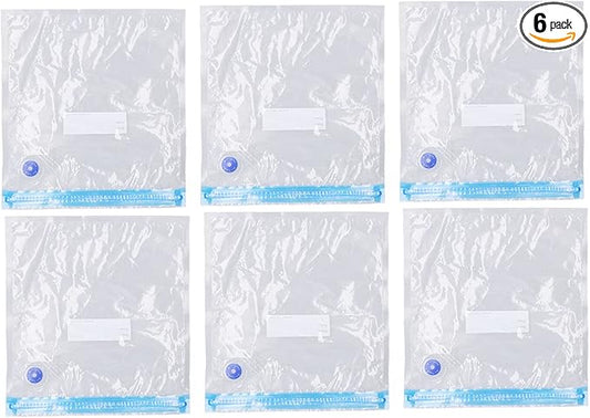 6PCS 26 * 28CM Vacuum Storage Bags Space Saver Sealed Reusable Vacuum Sealed Compressed Space Saver Bags for Food Clothing