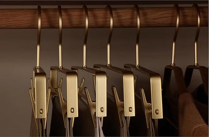 Premium Matte Gold Aluminum Pants Clip Hanger 10 Pack, Extra Smooth & Durable Metal Shirt Dress Aluminum Alloy Hanger,Clothing Support,Clothing Hang
