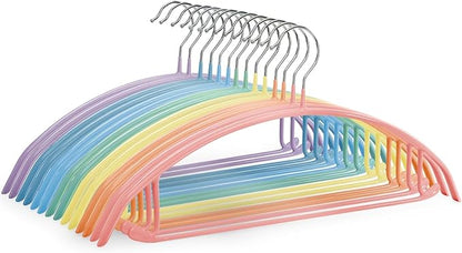 ZAVOOS 14 Pack Clothes Hanger, 16.5'' Non Slip PVC Coating Metal Sweater Hangers, No Shoulder Bumps, Heavy Duty Colorful Coat Suit Pants Hanger for Closet, Space Saving Organizer, 7 Colors