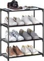 4-Tier Small Shoe Rack Space Saving Shoe Shelf Storage Organizer for Entryway Hallway Closet Bathroom Garage,Stackable Shoe Stand(Black)