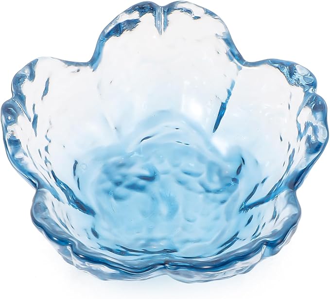 Qianyu Blue Flower Ring Dish Small Key Bowl Aesthetic Glass Trinket Tray Engagement Wedding Ring Holder Plate Room Decor Jewelry Dish Organizing Necklace Earrings for Mom Friend Sister