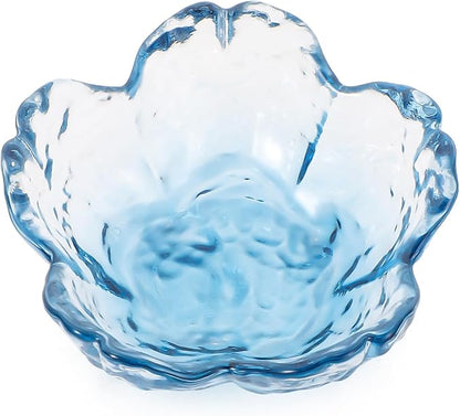 Qianyu Blue Flower Ring Dish Small Key Bowl Aesthetic Glass Trinket Tray Engagement Wedding Ring Holder Plate Room Decor Jewelry Dish Organizing Necklace Earrings for Mom Friend Sister