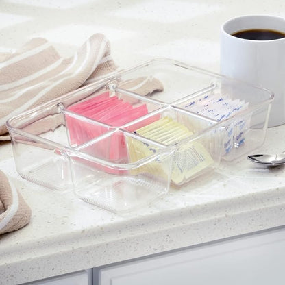 iDesign Clear Tea Bag & Sugar Packet Organizer for Drawer, Cabinet or Kitchen Countertop