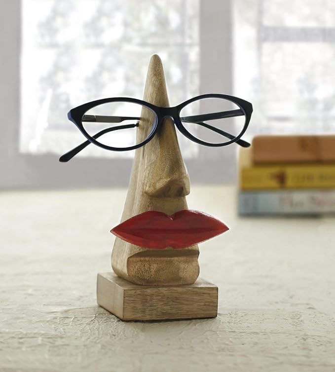 Gifts Eyeglass Spectacle Holder Stand Wooden Lips Shaped Handmade Home Décor