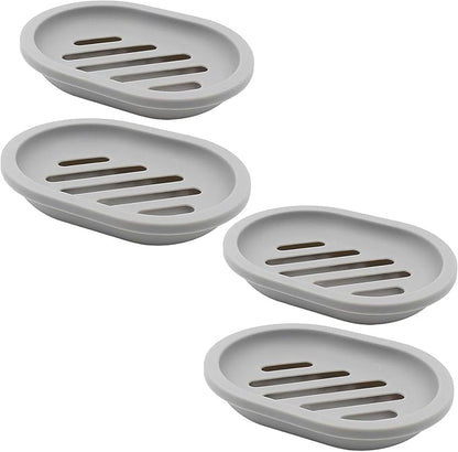 Topsky 4pcs Soap Dish with Drain, Soap Holder, Soap Saver, Easy Cleaning, Dry, Stop Mushy Soap (Grey)