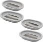 Topsky 4pcs Soap Dish with Drain, Soap Holder, Soap Saver, Easy Cleaning, Dry, Stop Mushy Soap (Grey)