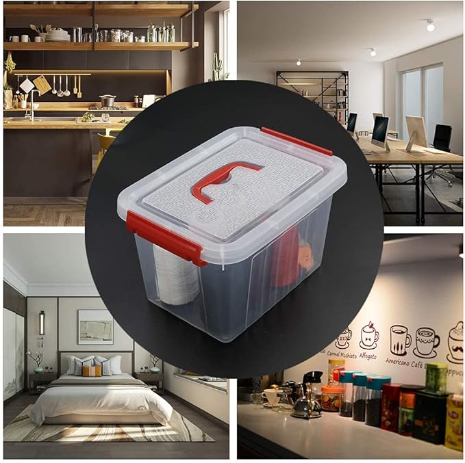 Kiddream 6 Packs Small Clear Boxes, 6 Quart Plastic Storage Bins with Lids