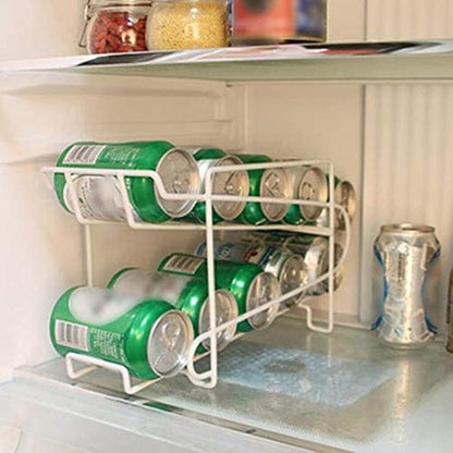ausuky 2 Tier Metal Can Dispenser Refrigerator Beverage Rack Storage Holder for Soda Beer Coke