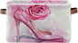 Large Storage Basket High Heel Pink Rose Storage Bin Cube Canvas Fabric Organizer Handles Collapsible for Clothes Toys Bedroom Decorative
