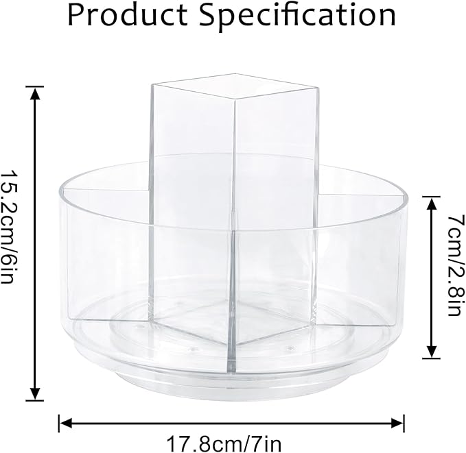 360° Rotating Makeup Organizer Clear Lazy Susan Organizer for Vanity, Cosmetic Display Cases for Bathroom Countertop, Makeup Storage Organizer, Desktop Dresser Sundries Storage Boxes