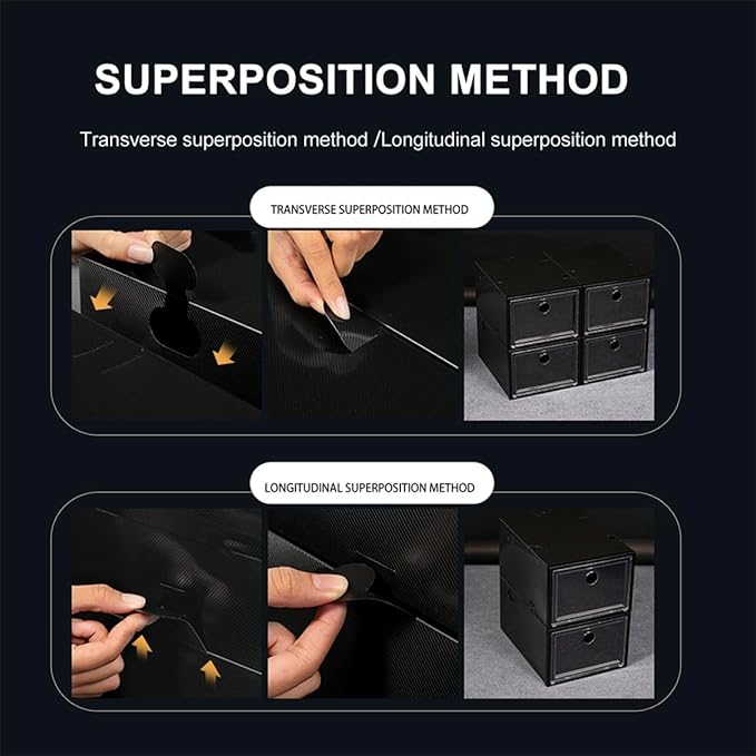 Mobestech 6Pcs Stacked Shoe Storage Box Plastic Organizer Magnetic Door Dustproof and Resistant for Sneakers and Boots Stackable Shoe Boxes for Closet