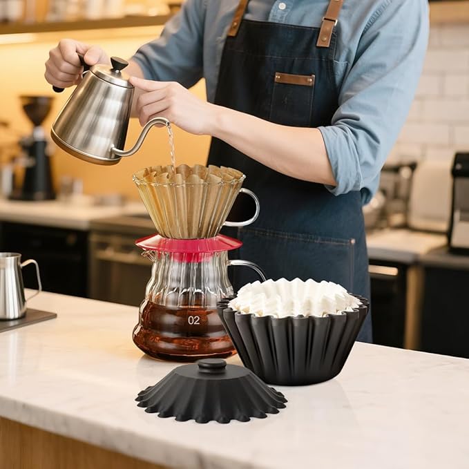 Basket Coffee Filter Holder Storage-Container - Coffee Bar Counter Accessories Decor Pour Over Paper Filters Organzier for 1-4 Cup Basket Filters